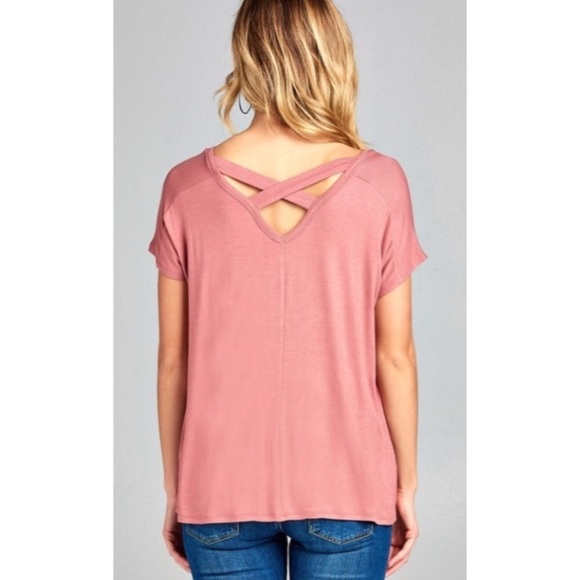 NEW Criss Cross back tunic top - dusty rose - Picture 3 of 3